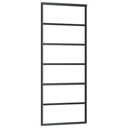 Porta Scorrevole con Ferramenta Nera 76x205 cm in Vetro ESG