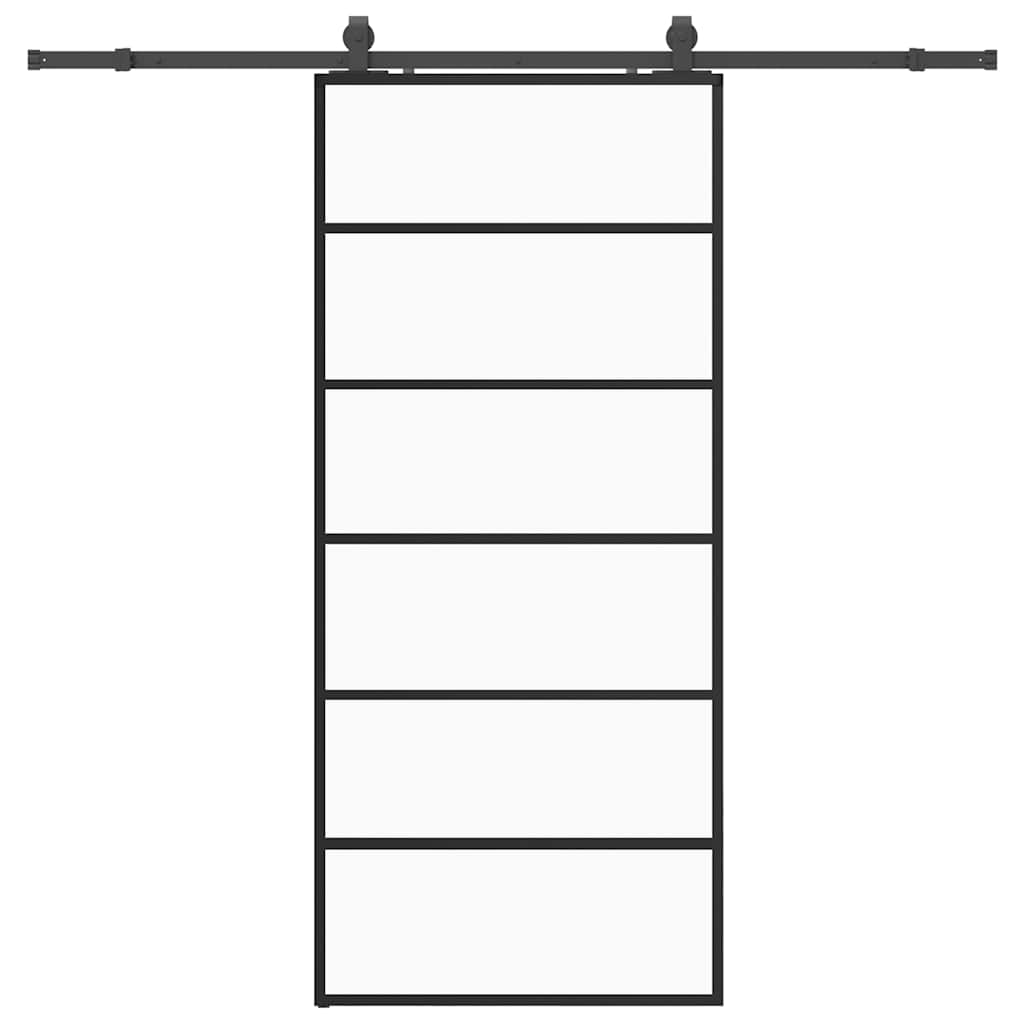 Porta Scorrevole con Ferramenta Nera 90x205 cm in Vetro ESG