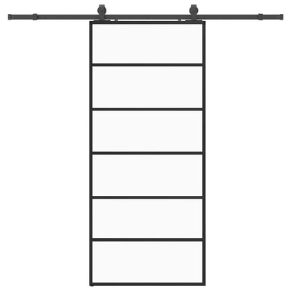 Porta Scorrevole con Ferramenta Nera 90x205 cm in Vetro ESG