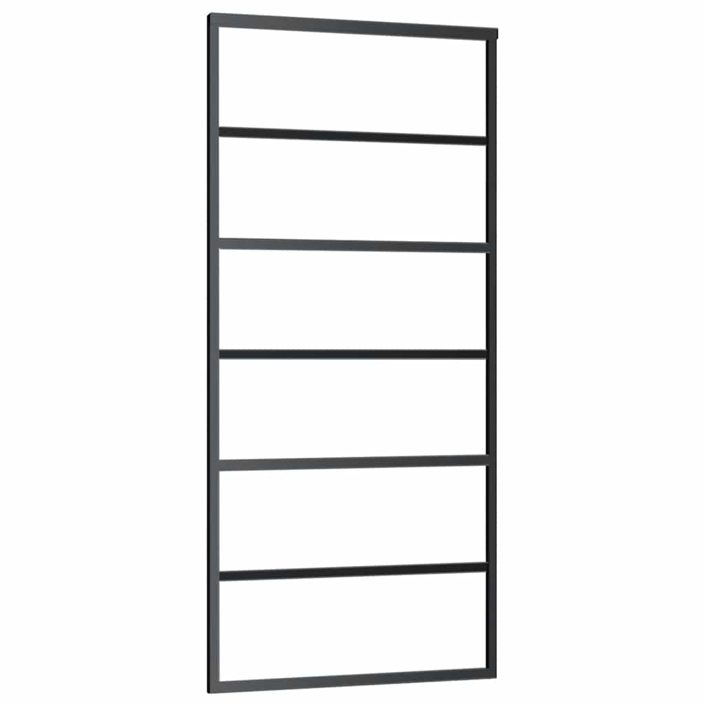 Porta Scorrevole con Ferramenta Nera 90x205 cm in Vetro ESG