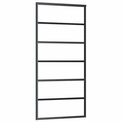 Porta Scorrevole con Ferramenta Nera 90x205 cm in Vetro ESG