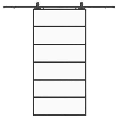 Porta Scorrevole con Ferramenta Nera 102x205 cm in Vetro ESG