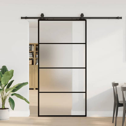 Porta Scorrevole con Ferramenta Nera 102x205 cm in Vetro ESG