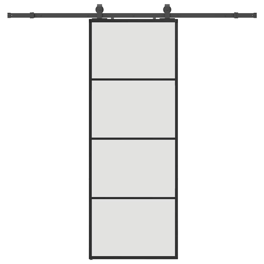 Porta Scorrevole con Ferramenta Nera 76x205 cm in Vetro ESG