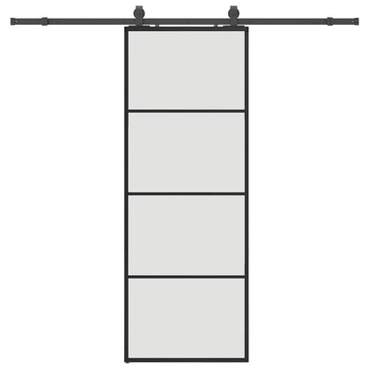Porta Scorrevole con Ferramenta Nera 76x205 cm in Vetro ESG