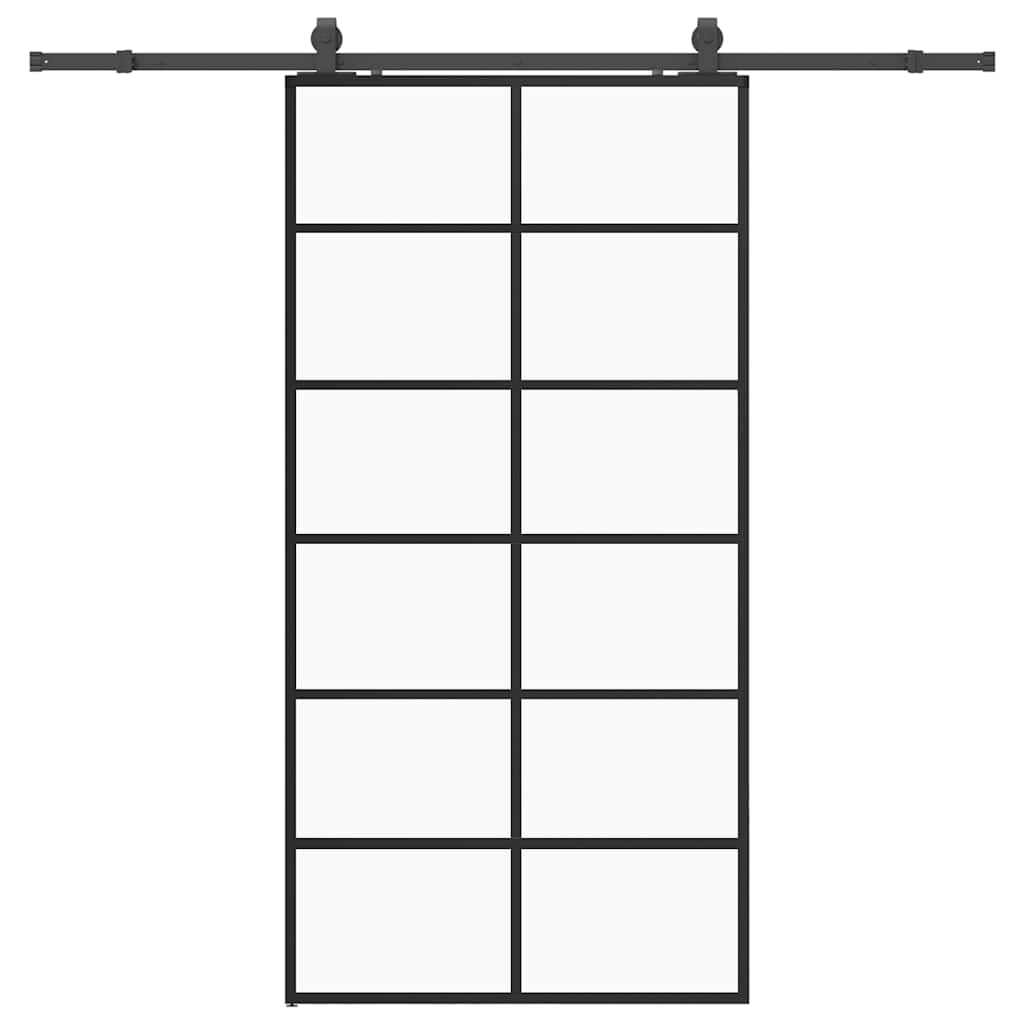 Porta Scorrevole con Ferramenta Nera 90x205 cm in Vetro ESG