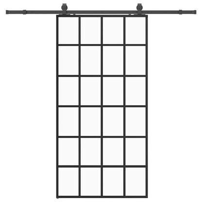 Porta Scorrevole con Ferramenta Nera 102x205 cm in Vetro ESG