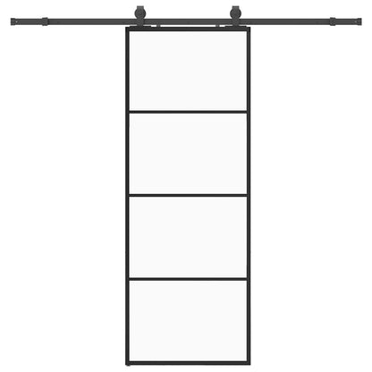 Porta Scorrevole con Ferramenta Nera 76x205 cm in Vetro ESG