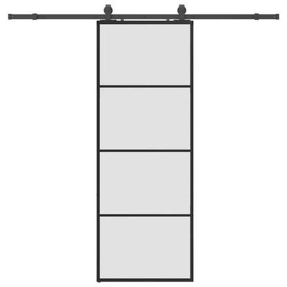 Porta Scorrevole con Ferramenta Nera 76x205 cm in Vetro ESG