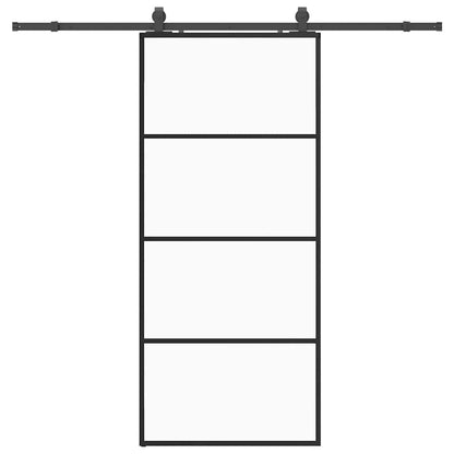 Porta Scorrevole con Ferramenta Nera 90x205 cm in Vetro ESG