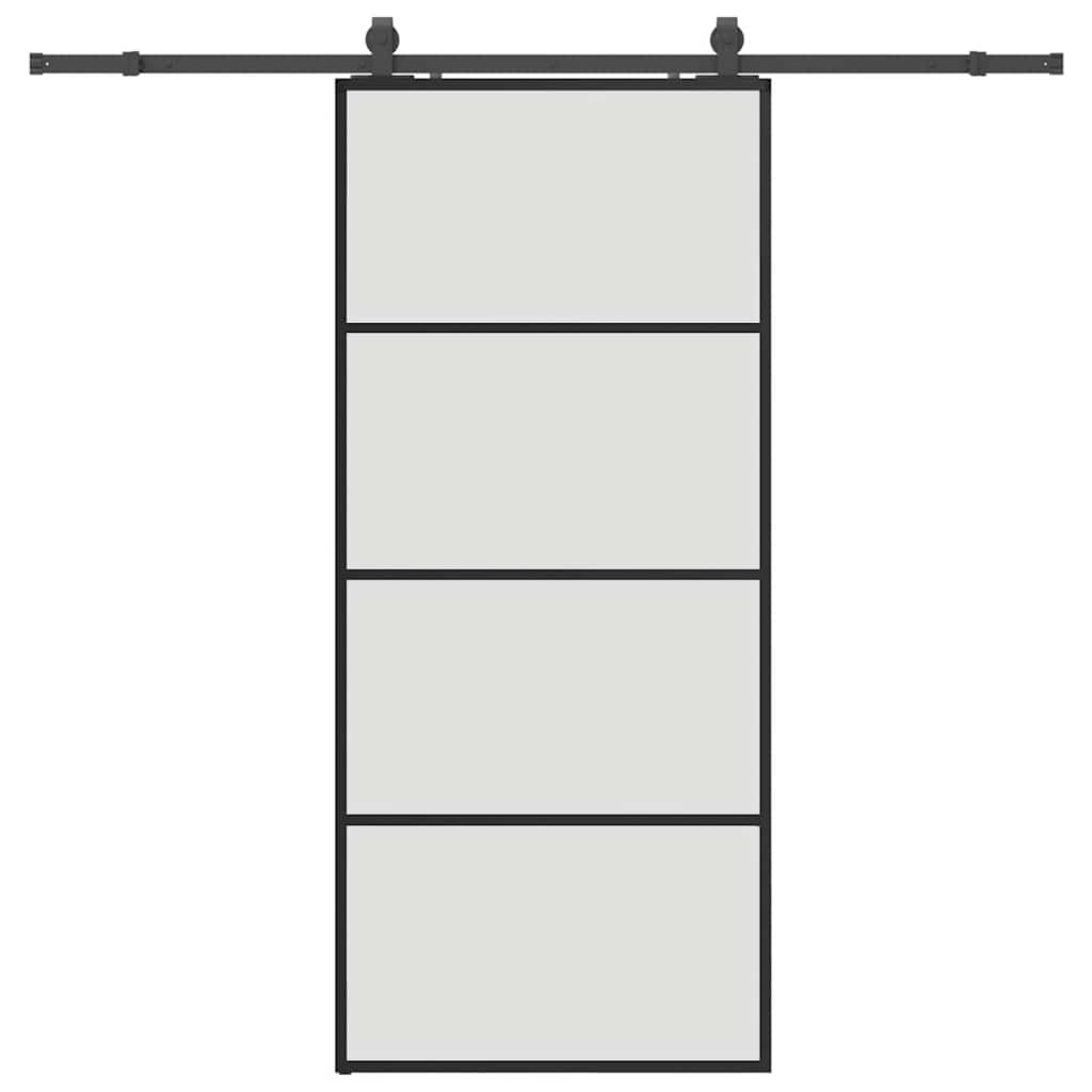 Porta Scorrevole con Ferramenta Nera 90x205 cm in Vetro ESG