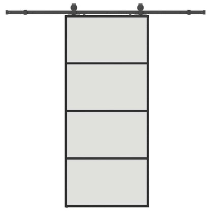 Porta Scorrevole con Ferramenta Nera 90x205 cm in Vetro ESG
