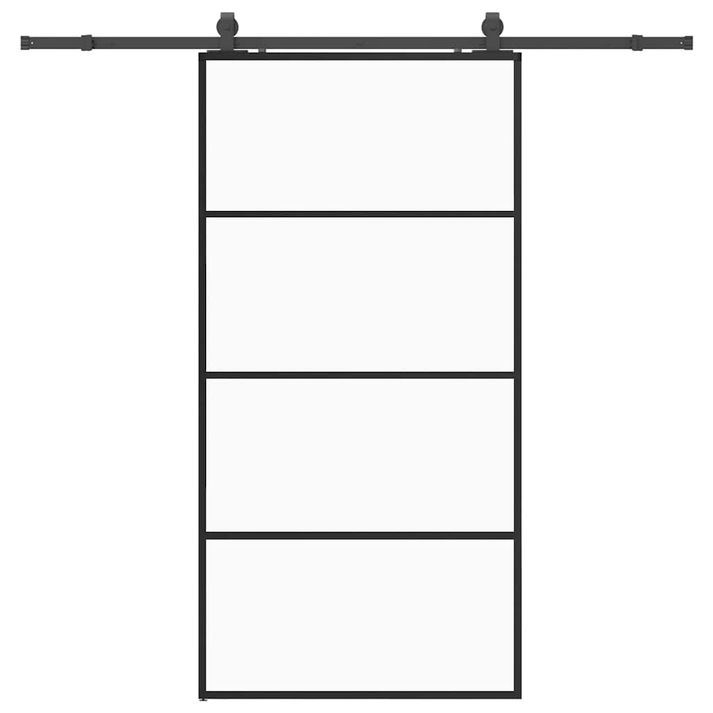 Porta Scorrevole con Ferramenta Nera 102,5x205 cm in Vetro ESG