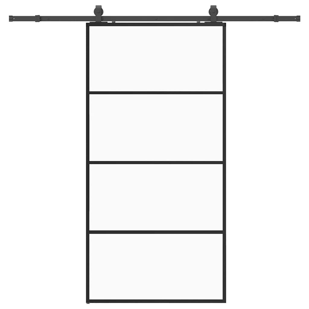 Porta Scorrevole con Ferramenta Nera 102,5x205 cm in Vetro ESG