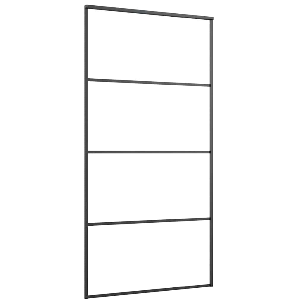 Porta Scorrevole con Ferramenta Nera 102,5x205 cm in Vetro ESG