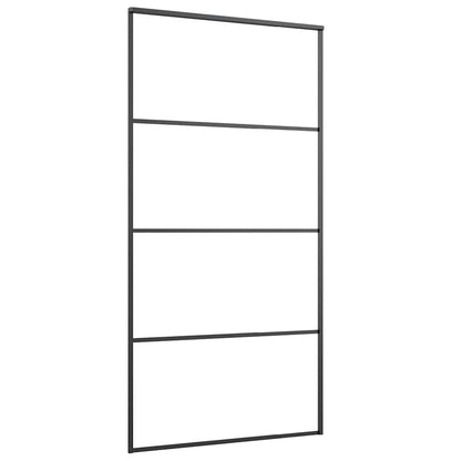 Porta Scorrevole con Ferramenta Nera 102,5x205 cm in Vetro ESG