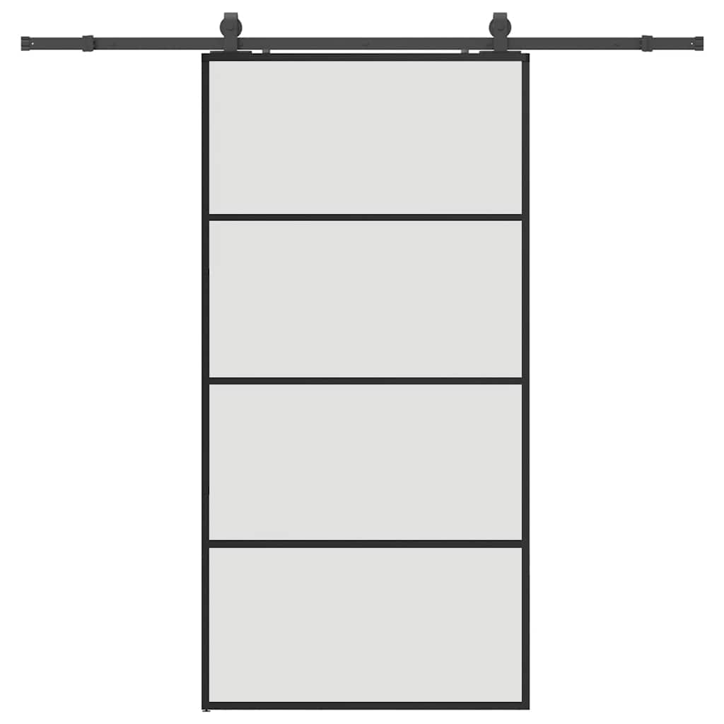 Porta Scorrevole con Ferramenta Nera 102,5x205 cm in Vetro ESG