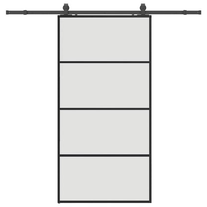 Porta Scorrevole con Ferramenta Nera 102,5x205 cm in Vetro ESG