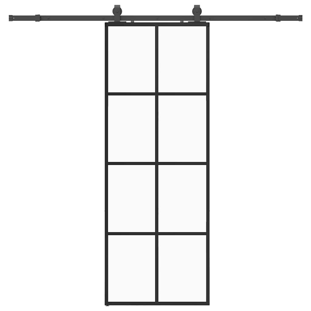 Porta Scorrevole con Ferramenta Nera 76x205 cm in Vetro ESG