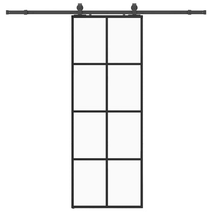 Porta Scorrevole con Ferramenta Nera 76x205 cm in Vetro ESG