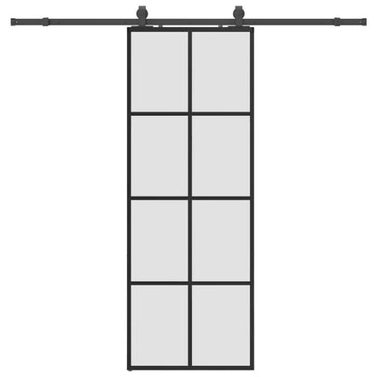 Porta Scorrevole con Ferramenta Nera 76x205 cm in Vetro ESG