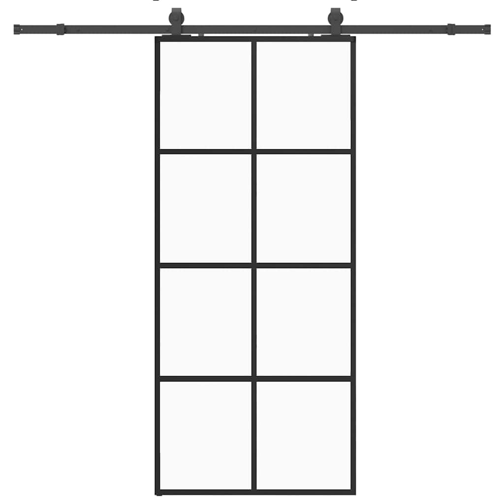 Porta Scorrevole con Ferramenta Nera 90x205 cm in Vetro ESG