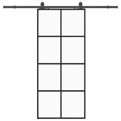 Porta Scorrevole con Ferramenta Nera 90x205 cm in Vetro ESG