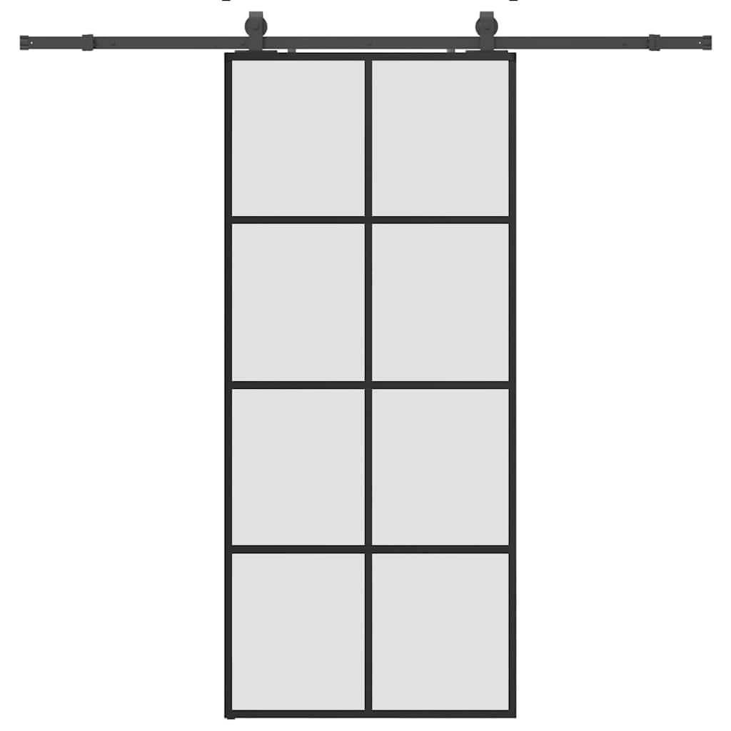 Porta Scorrevole con Ferramenta Nera 90x205 cm in Vetro ESG