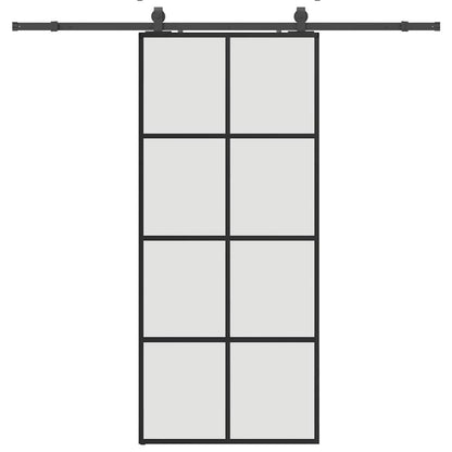 Porta Scorrevole con Ferramenta Nera 90x205 cm in Vetro ESG