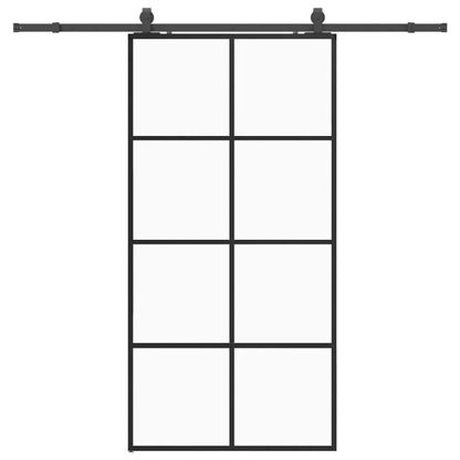Porta Scorrevole con Ferramenta Nera 102,5x205 cm in Vetro ESG