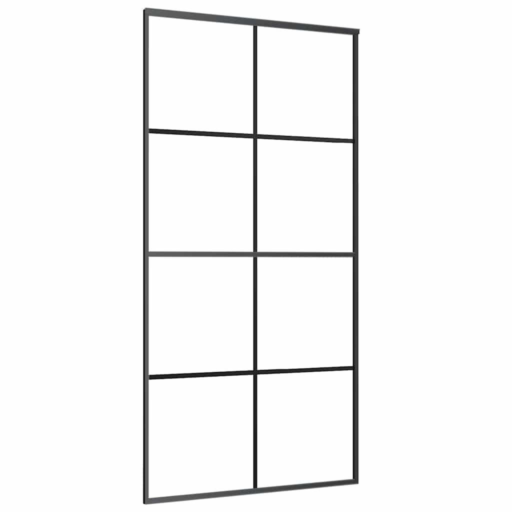 Porta Scorrevole con Ferramenta Nera 102,5x205 cm in Vetro ESG