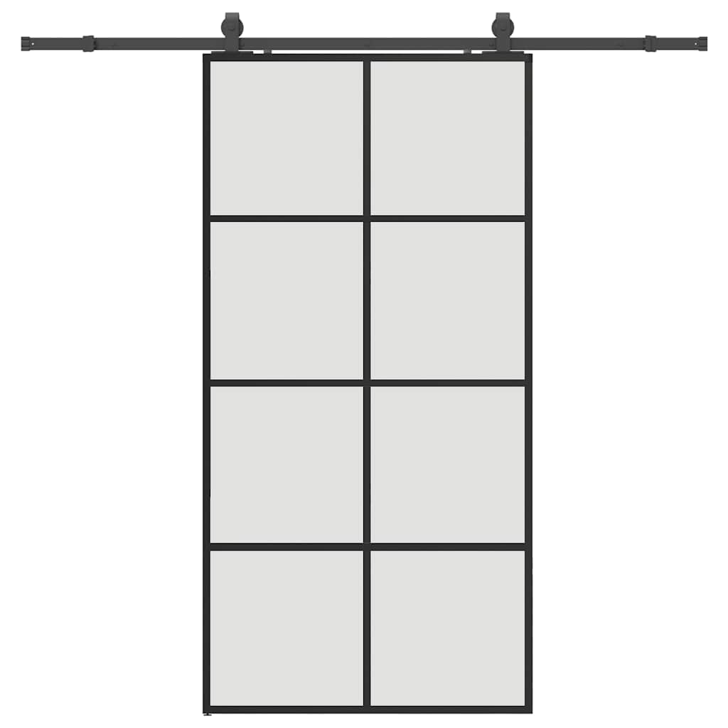 Porta Scorrevole con Ferramenta Nera 102,5x205 cm in Vetro ESG