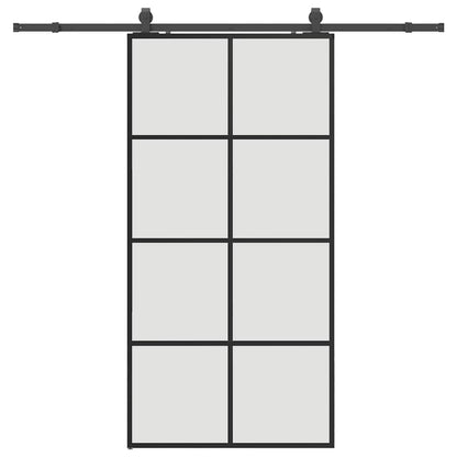 Porta Scorrevole con Ferramenta Nera 102,5x205 cm in Vetro ESG