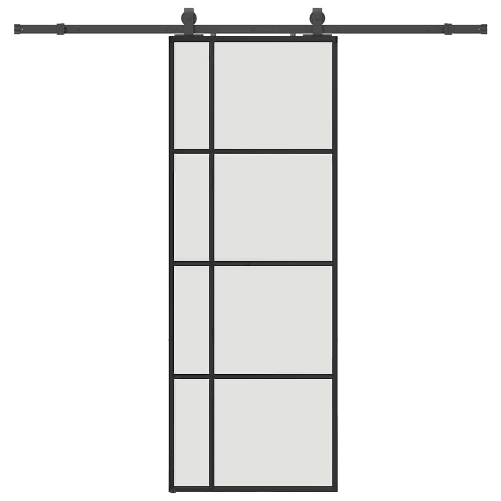 Porta Scorrevole con Ferramenta Nera 76x205 cm in Vetro ESG