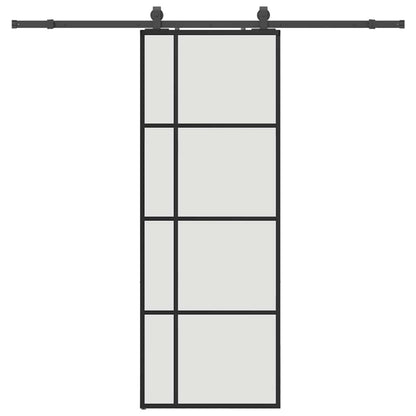 Porta Scorrevole con Ferramenta Nera 76x205 cm in Vetro ESG