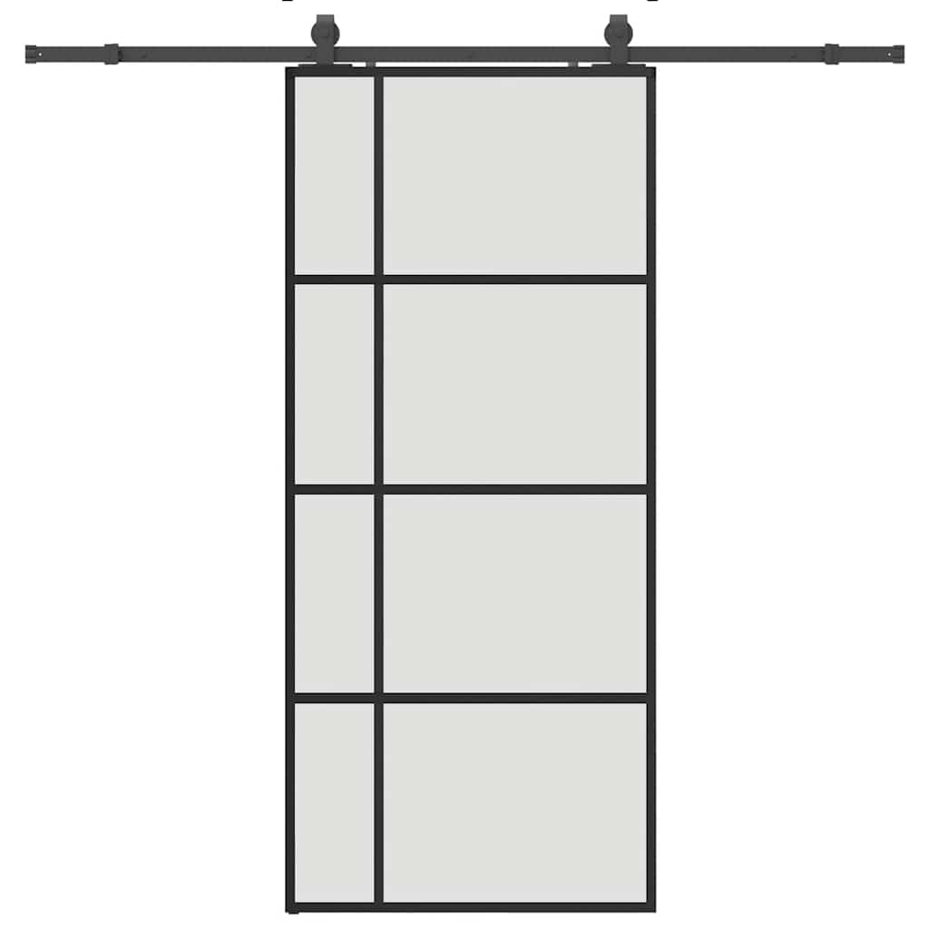 Porta Scorrevole con Ferramenta Nera 90x205 cm in Vetro ESG