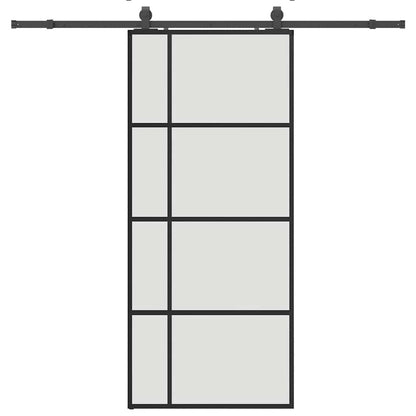 Porta Scorrevole con Ferramenta Nera 90x205 cm in Vetro ESG