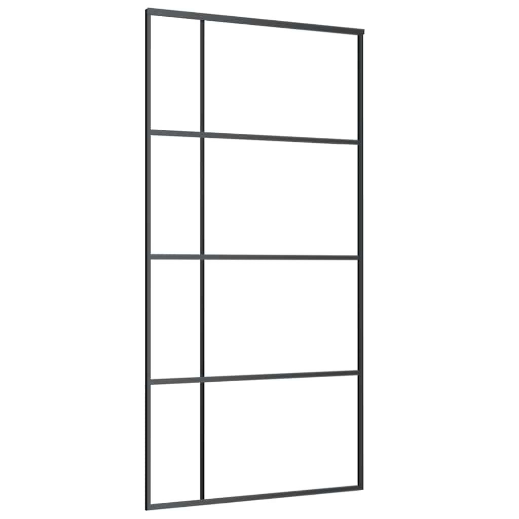 Porta Scorrevole con Ferramenta Nera 102,5x205 cm in Vetro ESG