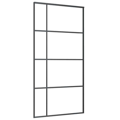 Porta Scorrevole con Ferramenta Nera 102,5x205 cm in Vetro ESG