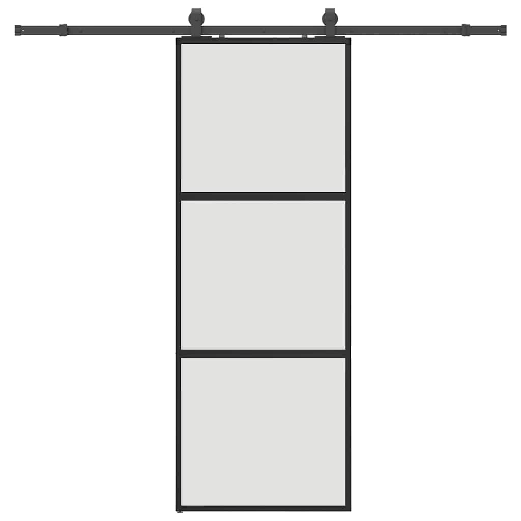 Porta Scorrevole Set Ferramenta Nera 76x205 cm Vetro Temperato