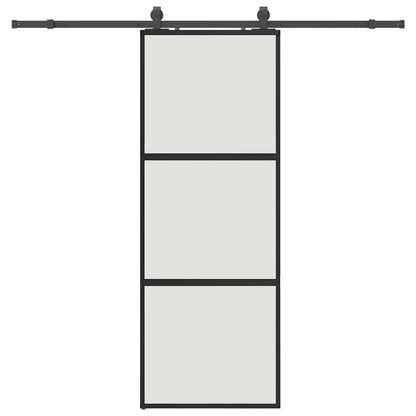 Porta Scorrevole Set Ferramenta Nera 76x205 cm Vetro Temperato