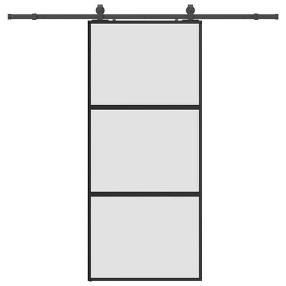 Porta Scorrevole Set Ferramenta Nera 90x205 cm Vetro Temperato