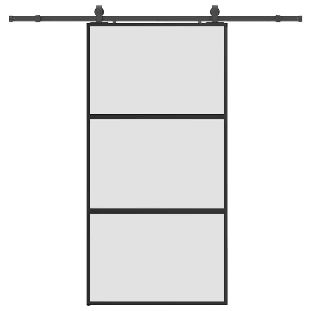 Porta Scorrevole Ferramenta Nera 102,5x205 cm Vetro Temperato