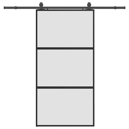 Porta Scorrevole Ferramenta Nera 102,5x205 cm Vetro Temperato