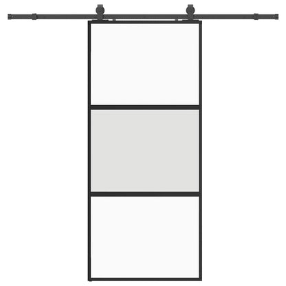 Porta Scorrevole Set Ferramenta Nera 90x205 cm Vetro Temperato