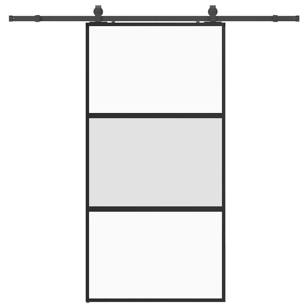 Porta Scorrevole Ferramenta Nera 102,5x205 cm Vetro Temperato