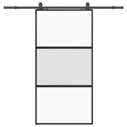 Porta Scorrevole Ferramenta Nera 102,5x205 cm Vetro Temperato