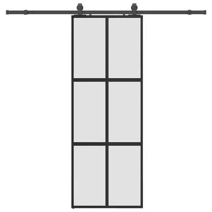 Porta Scorrevole Set Ferramenta Nera 76x205 cm Vetro Temperato
