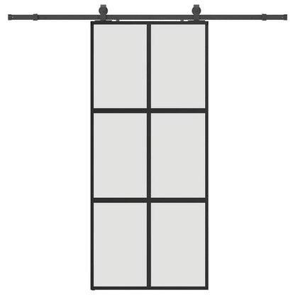 Porta Scorrevole Set Ferramenta Nera 90x205 cm Vetro Temperato