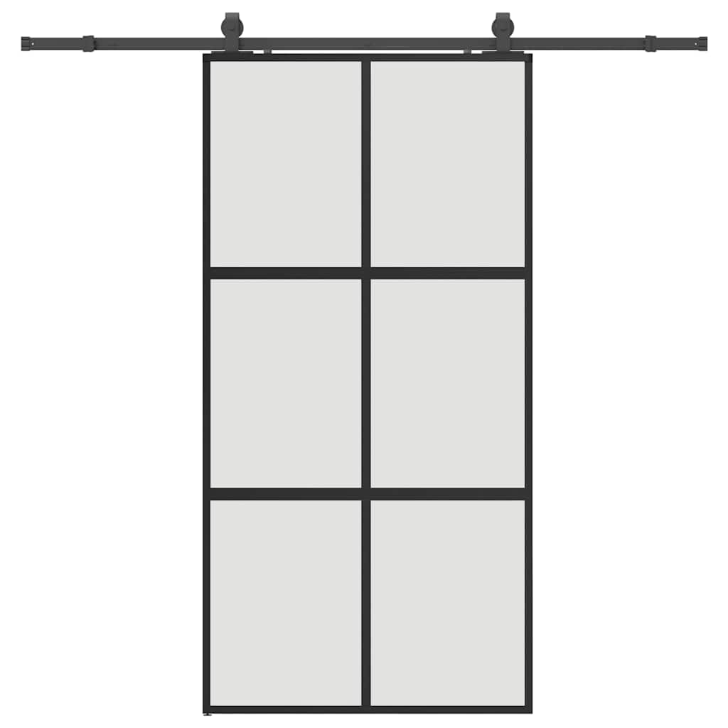 Porta Scorrevole Ferramenta Nera 102,5x205 cm Vetro Temperato